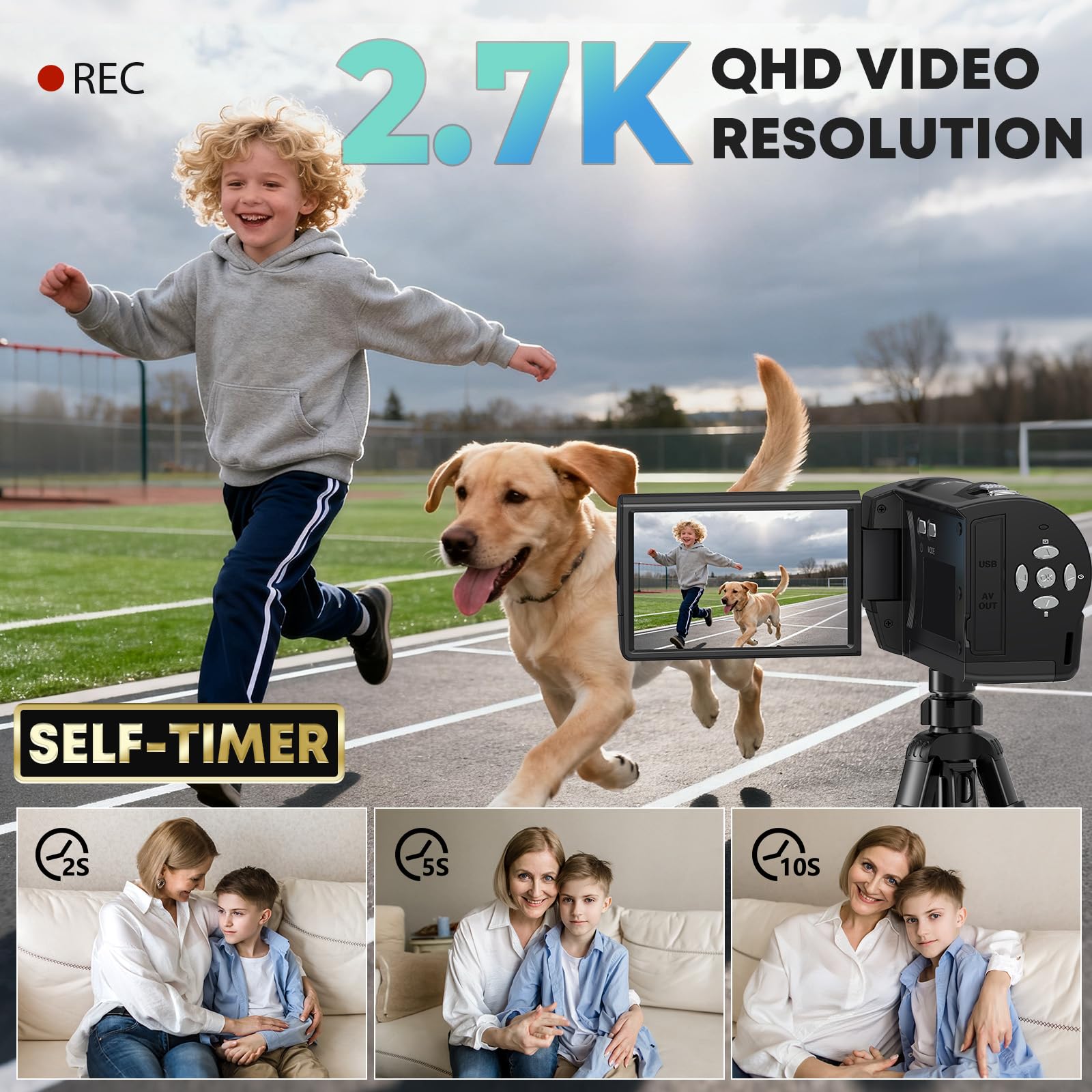 Amazon | Gcasio 2.7K ビデオカメラ ビデオカメラ QHD 50MP YouTube